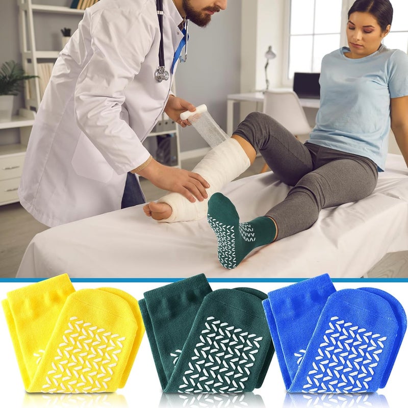 Toulite 10 Pairs Hospital Socks with Grips for Women Men Double Sided Non Slip Slipper Socks Fall Prevention for Elderly - Image 3